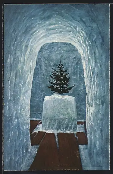 AK oberer Grindelwaldgletscher, Eisgrotte im Gletscher