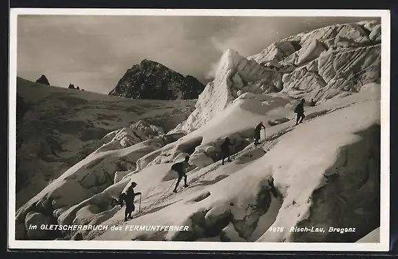 AK Bergsteiger im Gletscherbruch des Fermunterferner