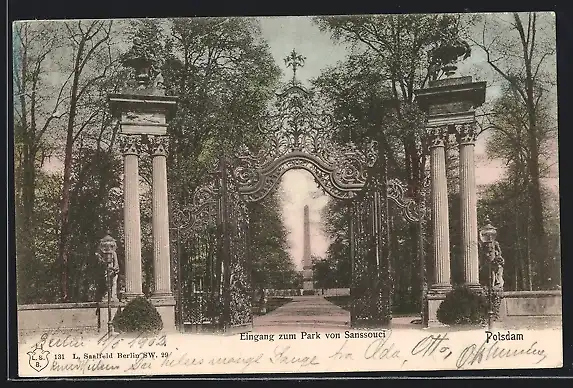 AK Potsdam, Eingang zum Park von Sanssouci