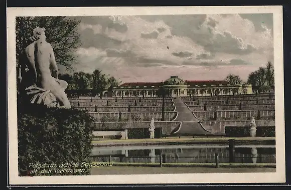 AK Potsdam, Schloss Sanssouci mit den Terrassen