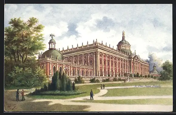 Künstler-AK Potsdam, Sanssouci, Das neue Palais