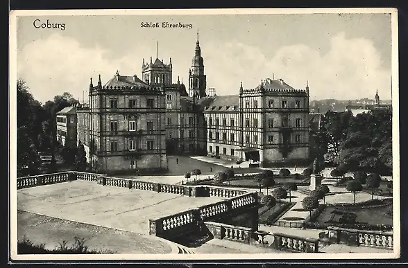 AK Coburg, Ortspartie am Schloss Ehrenburg