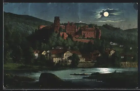 AK Heidelberg, Schloss bei Mondschein