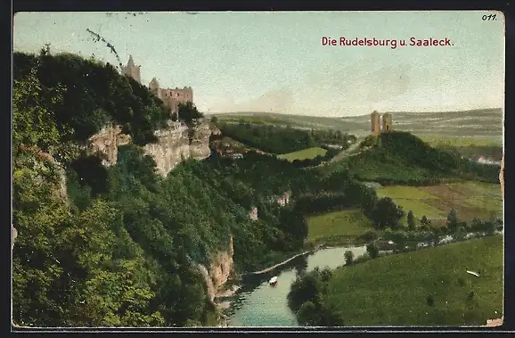 AK Bad Kösen, Rudelsburg und Saaleck aus der Vogelschau