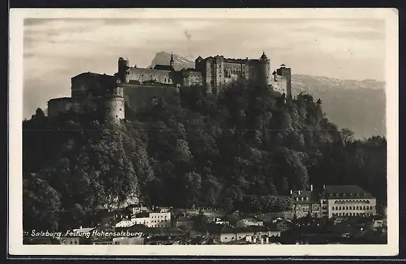 AK Salzburg, Festung Hohensalzburg aus der Vogelschau