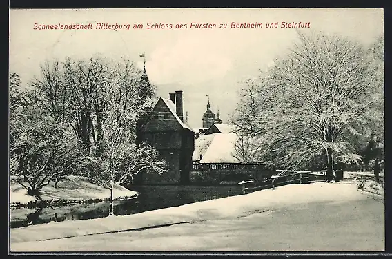 AK Burgsteinfurt, Ritterburg am Schloss des Fürsten zu Bentheim und Burgsteinfurt im Winter