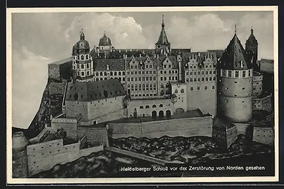 AK Heidelberg, Schloss vor der Zerstörung gesehen