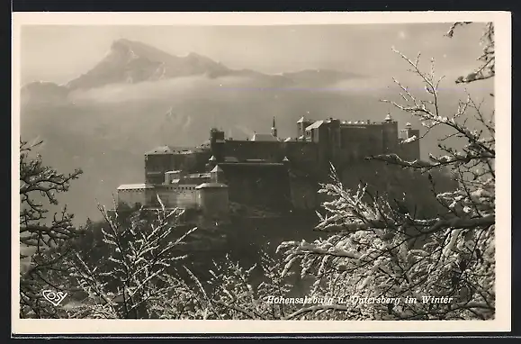 AK Hohensalzburg, Ansicht mit Untersberg im Winter