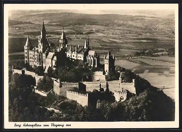 AK Burg Hohenzollern, Ansicht vom Flugzeug aus