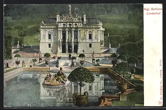 AK Schloss Linderhof, Ansicht aus der Vogelschau