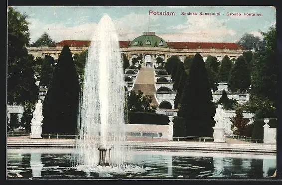 AK Potsdam, Schloss Sanssouci, Grosse Fontaine