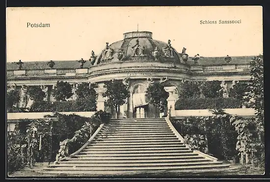 AK Potsdam, Schloss Sanssouci, Treppe und Kuppel