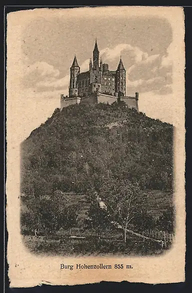 AK Burg Hohenzollern, Ansicht mit Zugangsstrasse