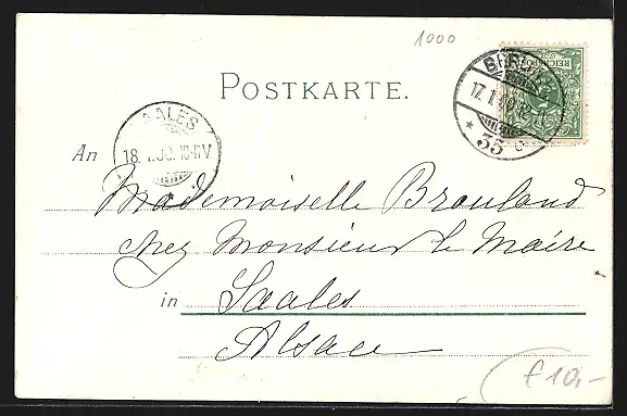 Lithographie Berlin, Rotes Rathaus, Königstrasse und Strassenbahn