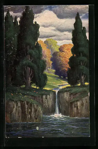 Ölgemälde-Imitations-AK Degi Nr. 1917: Der Waldquell im Herbst
