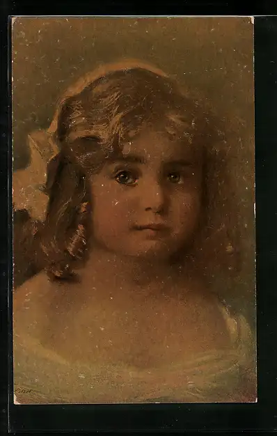 Ölgemälde-Imitations-AK Degi Nr. 578: Der kleine Haustyrann, niedliches Mädchen im Portrait