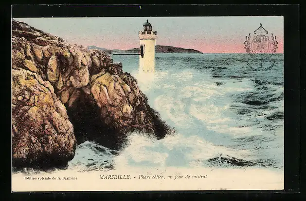 AK Marseille, Phare coltier, un jour de mistral