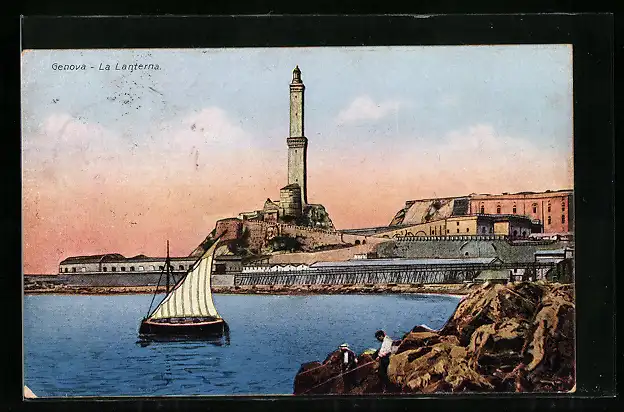 AK Genova, la Lanterna, Leuchtturm