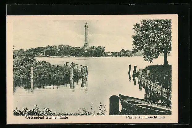 AK Swinemünde, Partie am Leuchtturm