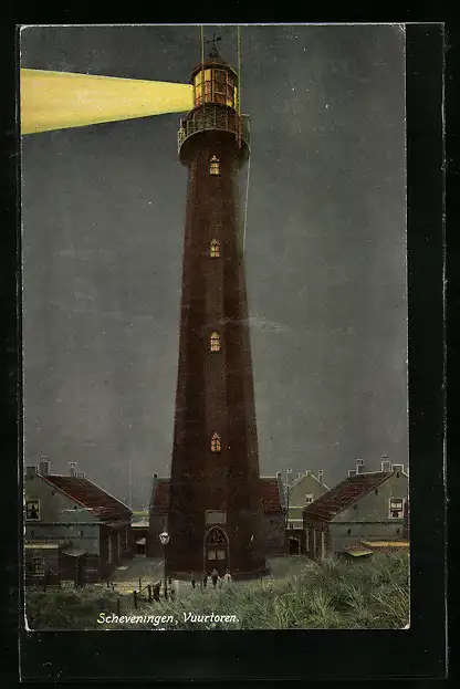 AK Scheveningen, Vuurtoren, Leuchtturm in Betrieb