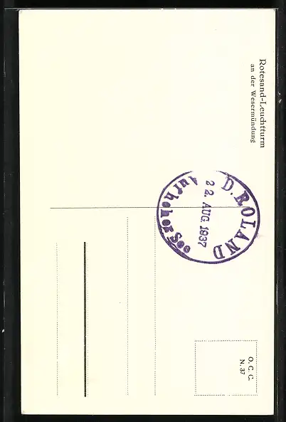 AK Rotesand-Leuchtturm, Partie in der Wesermündung