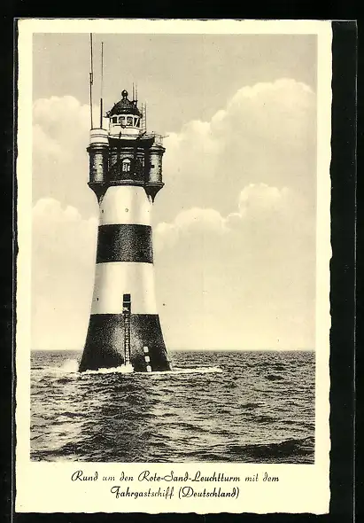 AK Rote-Sand-Leuchtturm auf ruhiger See