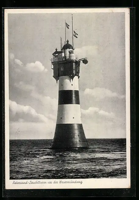 AK Rotesand-Leuchtturm vor der Wesermündung