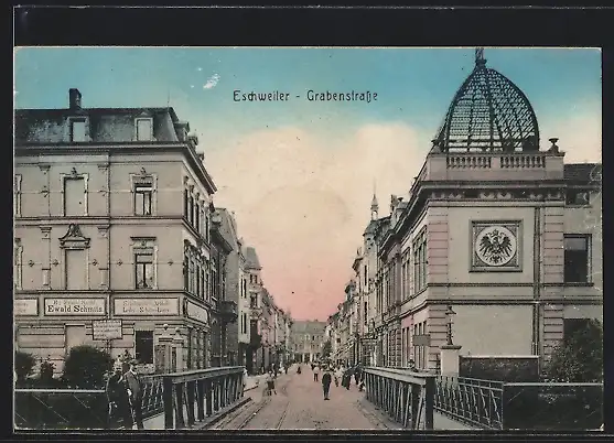 AK Eschweiler, Grabenstrasse mit Brücke