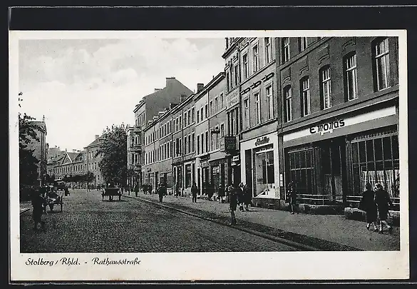 AK Stolberg /Rhld., Blick auf die Rathausstrasse