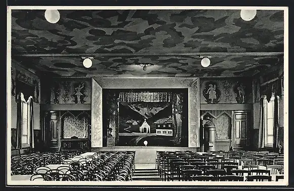 AK Walschleben, Gasthaus zum Lindenhof, Bes. Oskar Müller, Grosser Saal mit Kino