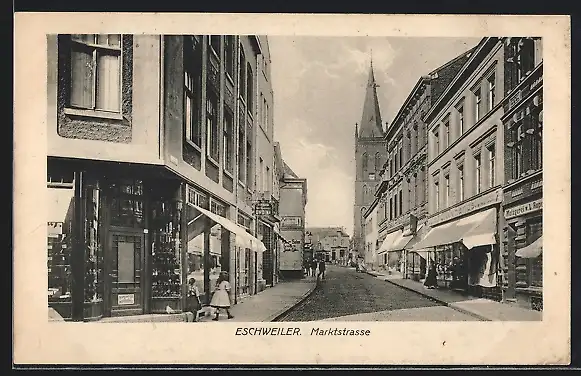 AK Eschweiler, Marktstrasse mit Kirche