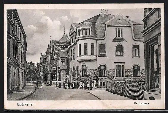 AK Eschweiler, Reichsbank mit Strasse