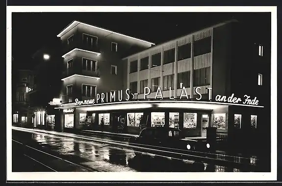 AK Eschweiler, Kino Primus-Palast, Grabenstrasse 34, Nachtaufnahme