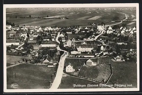 AK Bobingen, Teilansicht unteres Dorf, Fliegeraufnahme