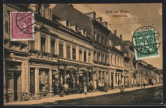 AK Kehl am Rhein, Hauptstrasse mit Ladenfront