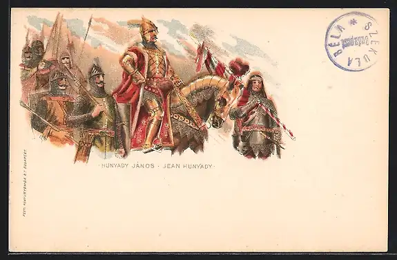 Lithographie Ungarn, Hunyady János, Jean Hunyady, Ritter, Ganzsache