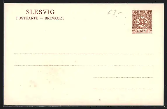 AK Slesvig, Postkarte, Ganzsache