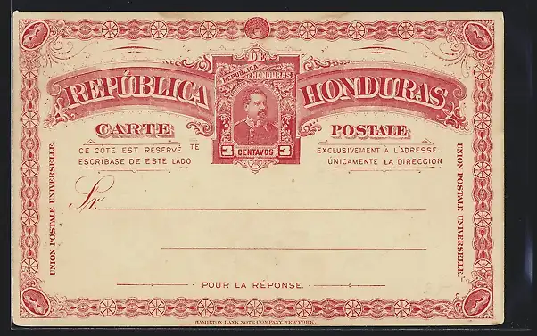 AK Republica Honduras, Ganzsache