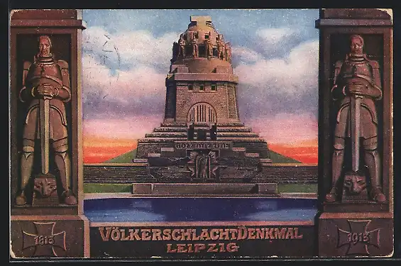 AK Leipzig, Völkerschlachtdenkmal, Offizielle Postkarte zur Weihe des Denkmals 1913, Ganzsache