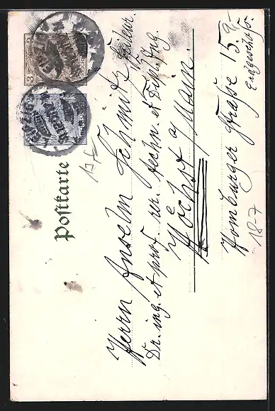 Lithographie Neujahrsengel bläst in Fanfare, Ganzsache