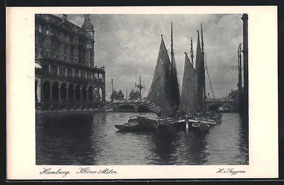AK Hamburg, Postwertzeichen-Ausstellung 1925, Boote auf der Kleinen Alster, Ganzsache