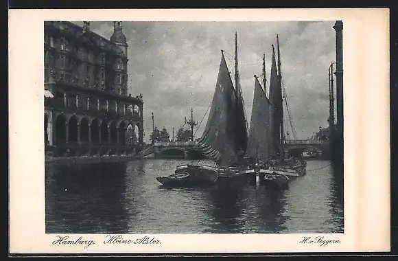 AK Hamburg, Postwertzeichen-Ausstellung 1925, Boote auf der Kleinen Alster, Ganzsache