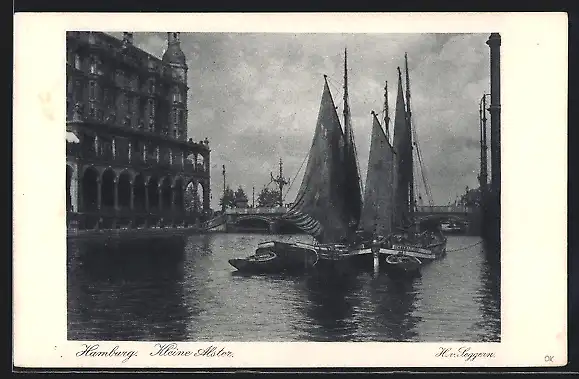 AK Hamburg, Postwertzeichen-Ausstellung 1925, Boote auf der Kleinen Alster, Ganzsache