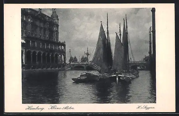 AK Hamburg, Postwertzeichen-Ausstellung 1925, Boote auf der Kleinen Alster, Ganzsache