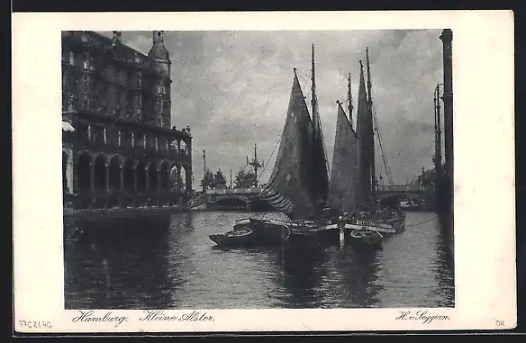 AK Hamburg, Postwertzeichen-Ausstellung 1925, Boote auf der Kleinen Alster, Ganzsache