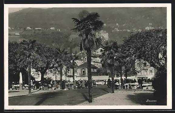 AK Locarno, Markt in der Sonne