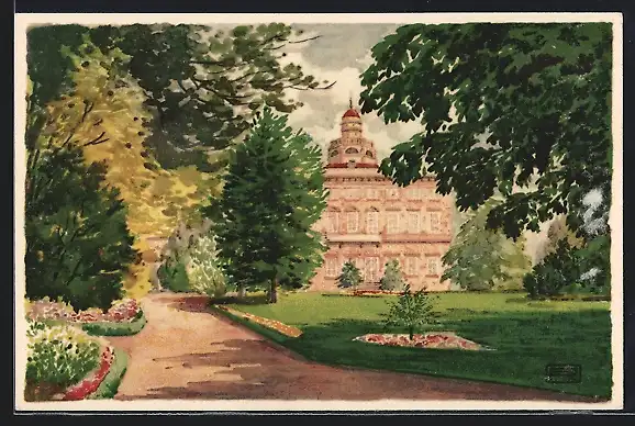 Künstler-AK Lugano, Villa al Parco Civico