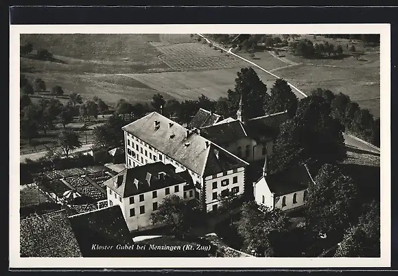 AK Menzingen, Kloster Gubel aus der Vogelschau