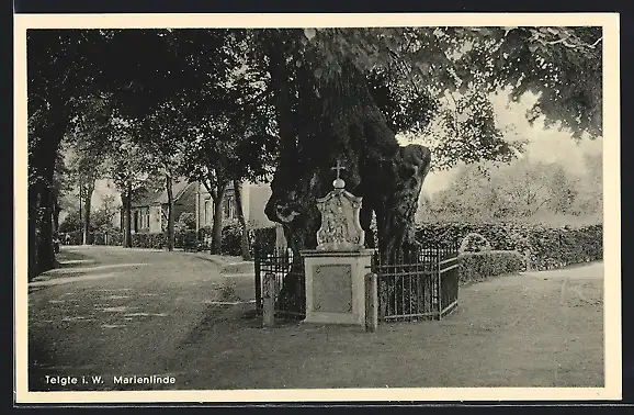 AK Telgte, Marienlinde mit Denkmal