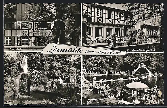 AK Marl-Hüls /Westf., Loemühle mit Gasthaus